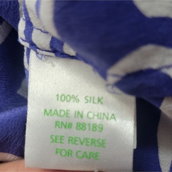 Lilly Pulitzer Elsa Silk Top Blouse Blue Tide Pools Size Small - Picture 7 of 8